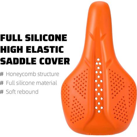 Housse de selle de vélo intégrale en silicone, respirante, alvéolée, absorbant les chocs, douce, coussin de selle haut