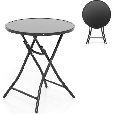 59 cm runder bistrotisch mit tischplatte aus gehartetem glas robustem metallrahmen