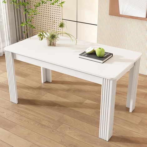 Tavolo da pranzo rettangolare 116 x 65 x 75 cm in truciolare bianco HAVRYA (1/5)