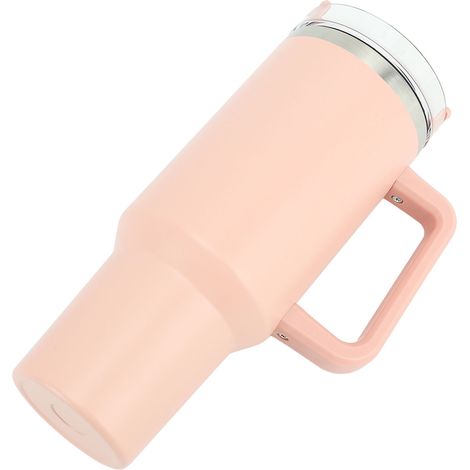 Bouteille d'eau isotherme de 1,2 L avec paille et poignée, en acier inoxydable, rose. (1/5)