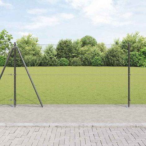 Zaunpfosten Grau 10 x 1,2 m (25 x 25 mm Maschen) Stahl und PVC