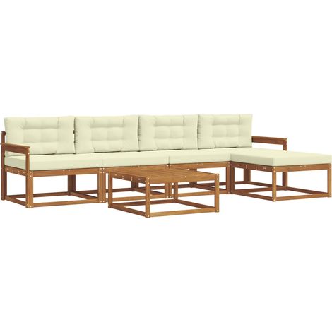 vidaXL Outdoor Sofa Set with Cushion 6 pcs Natural and Cream (1/4)