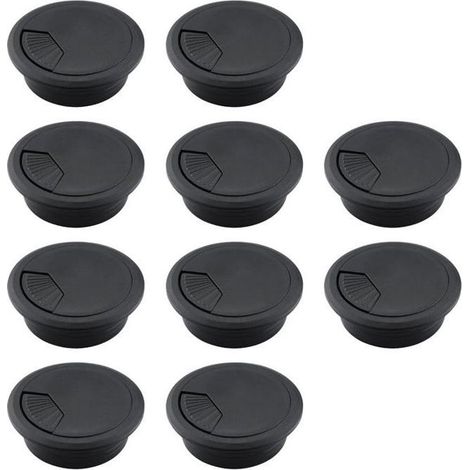 Passe-câbles de bureau, cache-câbles en plastique ABS, organiseurs de câbles réglables et amovibles – Lot de 10, 50 mm, noir (1/5)