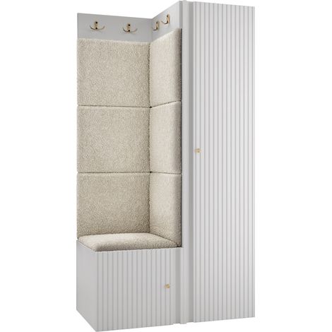 Conjunto para recibidor Hartford 390, Blanco, 186x82x46cm, Tapiz, Aglomerado laminado, Colocada, Montada en la pared (1/5)
