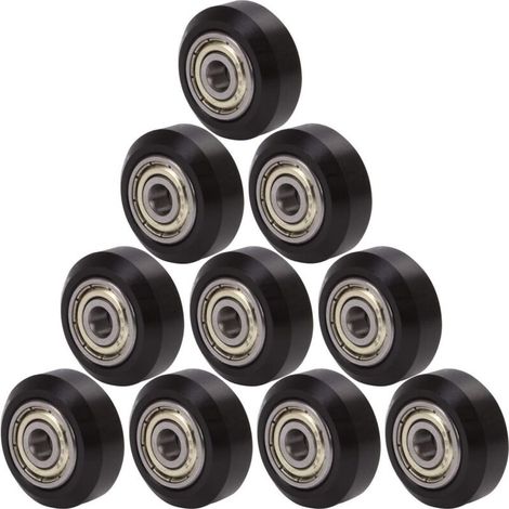10 Stück 3D-Druckermodelle mit V-Nut-Riemenscheibe, Rillenkugellagern aus POM-Kunststoff, passiven Rundrädern (1 × Inbusschlüssel)