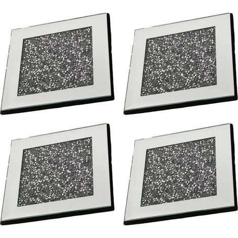 Dessous de verre miroir, dessous de tasse décoratif en diamant concassé pour table de restaurant, cuisine, bar ou salle à manger (1/5)