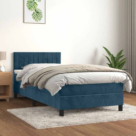 Boxspringbett mit Matratze Dunkelblau 100x200 cm Samt (1/5)