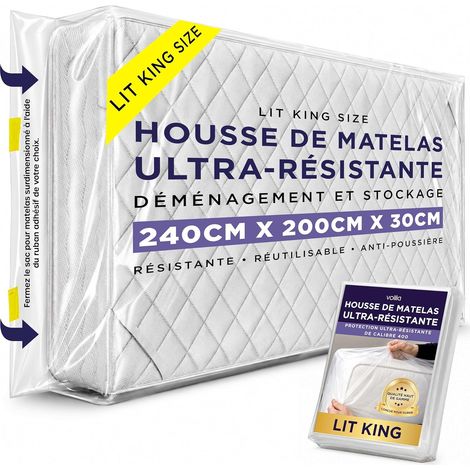 Housse Protection Matelas 240cm x 200cm x 30cm \u2013 Housse Plastique Matelas pour Déménagement, & Rangement Facile, Imperméable & Résistant aux Déchirures\u2013 Housse de Matelas Amovible (1 Pack) (1/5)