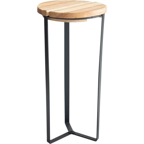 Industrielle Metall-Tablett mit Holzplatte H60 x D29cm - Louis Moulin