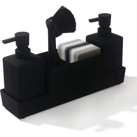 Spülmittelpumpe mit Schwammhalter, geeignet für Spülbecken, Seifen- und Reinigungsmittelpumpe mit Bürste. – AquaForge (1/5)