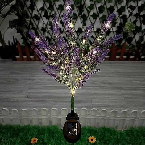 Lampes solaires lavande pour jardin extérieur, fausses fleurs, éclairage d'allée pour Noël, terrasse, cour, mariage, décoration de fêtesviolet (1/5)