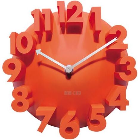 3D grand numérique moderne contemporain décor de bureau à domicile rond Quartz horloge murale Orange (1/4)