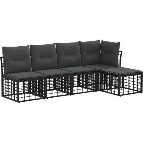 Maison Exclusive - Set di divani da esterno Nero Poliestere