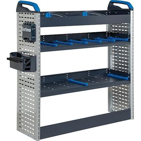Bloc d'aménagement rayonnage 1004x1137x381mm – 2 tablettes réglables – 2 panneaux latéraux en aluminium – Charge maximale 24,69 kg – Sortimo