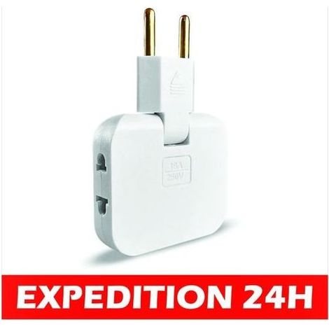 Multiprise - ZISONIX - 3 Prises - Connexion Pivotante 180° - Intérieur - Blanc (1/5)