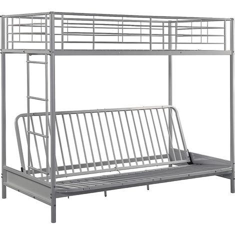 Lit mezzanine 90 x 190 cm - Avec banquette convertible - Métal - Argent - MODULO V (1/3)