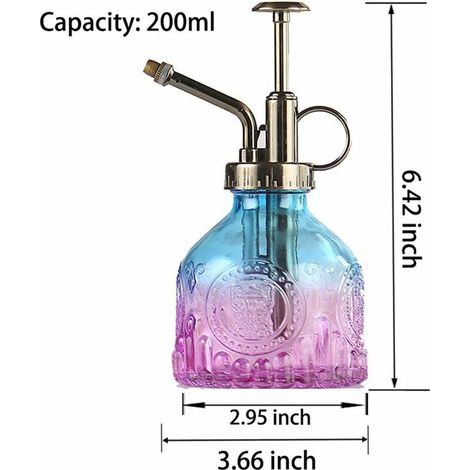 Flacon pulvérisateur en Verre, arrosoir Vintage de 6,5 "de Haut avec Pompe supérieure, buse à Haute atomisation étanche pour Plantes de Jardin Fleur, Solutions de Nettoyage - Bleu Violet (1/4)