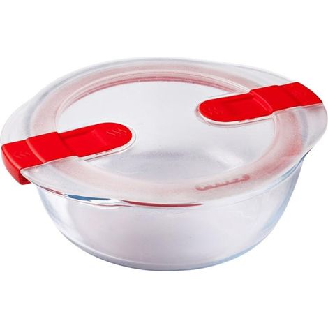 Plat Rond en Verre avec Couvercle Hermétique Spécial Micro-ondes – Boîte de conservation – Cuisinez au four, Conservez et Réchauffez (1/5)