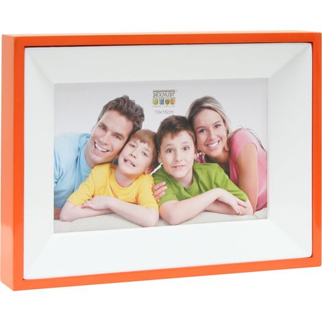 Cadre Photo Double-Face Blanc/Orange/Laqué 15 x 20 cm