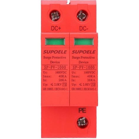 Überspannungsschutzgerät für Photovoltaik-Geräte mit Blitzschutz, modular, DC 1000 V, 2P40KA
