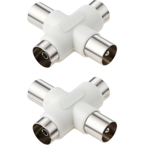 Lot de 2 Répartiteurs d'antenne pour Récepteur TV à Quatre Voies 9,5 Mm Mâle vers 9,5 Mm Femelle Câble Coaxial 35 X 39,9 Mm Répartiteur Noir (1/5)