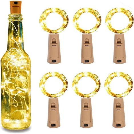 Guirnalda de luces LED con forma de botella, corona de corcho, 2 metros de largo, perfecta para Navidad, bodas y fiestas (10 bombillas de tonos cálidos). (1/4)