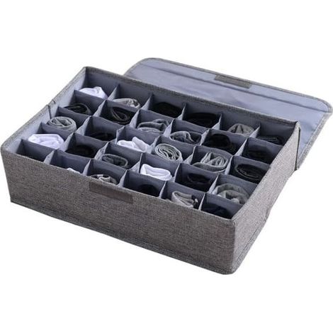 Boîte de Rangement pour Sous-vêtements Enfants, Organisateur à Tiroirs Transparents pour Chaussettes et Lingerie, Boîte de Tri pour Salle de Bain, 30 Compartiments