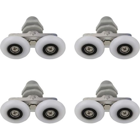 4 PCS 25mm Roulettes Doubles pour Porte de Douche Roulettes pour Porte de Douche Roulettes Coulissantes Porte Salle de Bain Douche Rouleau de Douche de Rechange,Pièces de rechange pour salle de bain