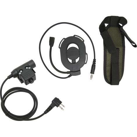 Casque radio militaire HD01 bidirectionnel avec bouton PTT U94, compatible avec MOTOROLA GP88, GP-300, GP3688, DEP450 et EP450 (noir)