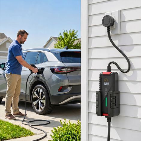 Chargeur Voiture Electrique Type 2 3,7kW [5 m, 6/8/10/13/16A], sécurisé et facile d'utilisation (1/5)