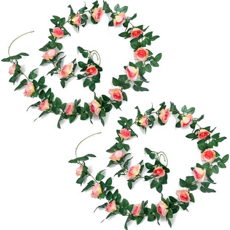 Set mit 2 künstlichen Kletterrosen (je 16 Köpfe, champagnerfarben) – 16 künstliche Kletterrosen für Zäune, Wohnzimmer, Hochzeitsdekorationen oder Wandbehänge (1/2)
