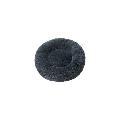 Panier pour Chien 40CM Chau Peluche Lit pour Chat Anti Dérapant Lavable Rond en Moelleux Coussin Anti Stress Lit pour Chiens et Chats (Gris Foncé)