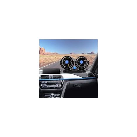 12V Ventilateur de Refroidissement de Voiture électrique 360 ° Rotatif Double têtes Ventilateur de Circulation d'air Rotation Manuelle 2 Vitesses. (Prises Allume-Cigare,Noire) (1/5)