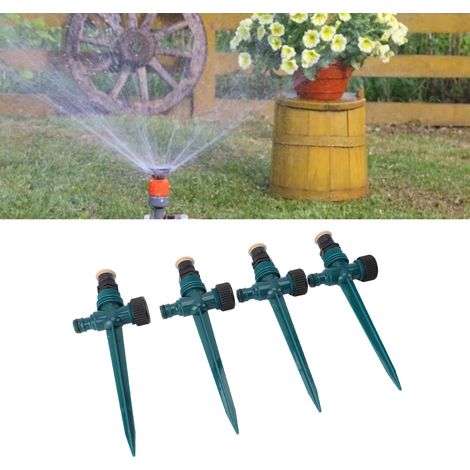 Aspersores profesionales para jardín [Paquete de 4] ABS, rotación automática de 360°, riego uniforme para terraza, patio y parque (verde oscuro) (1/5)