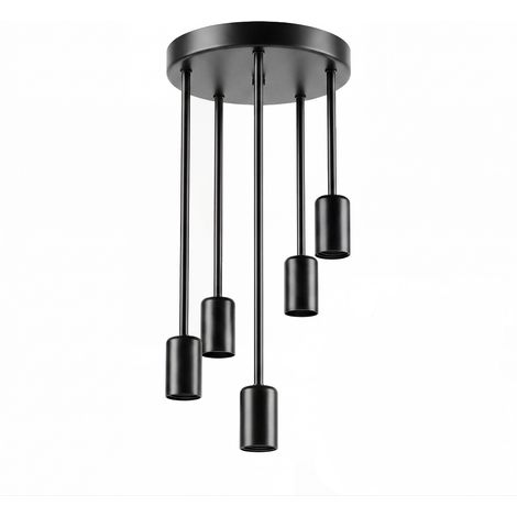 Emitto Ceiling Lights 5 Lights Flush Fitting Pendant Lamp E27 Base Black