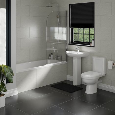 Ideal 1700mm Straight Shower Bath Bathroom Suite (1/3)