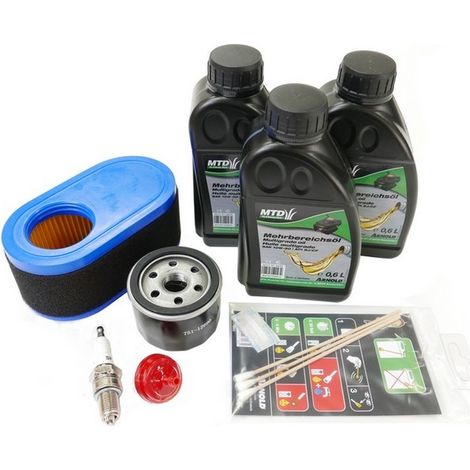 Kit entretien moteur tondeuse autoportée Mini Rider 76 – Filtre à air et huile – Compatible moteur MTD 420 cc – Huile d'origine MTD (1/2)