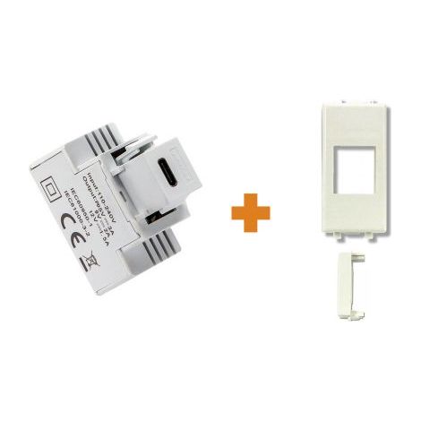 Fanton caricatore 1 USB-C 3A Ricarica rapida 18W da incasso AVE Domus bianca - 82901