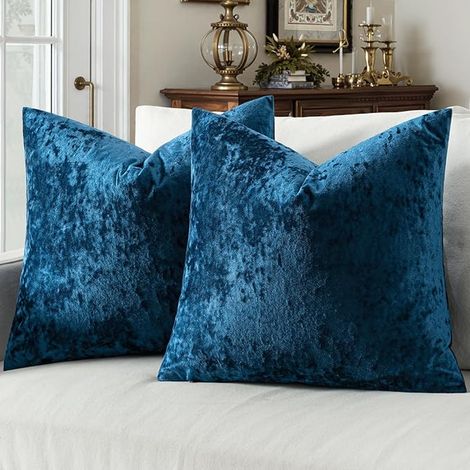 MIULEE Lot de 2 Housses de Coussin Fleur de Givre Housses de Décor pour Canapé en Velours Housses en Fausse Fourrure Douces et Pellucheuses Housses de Coussin Doudou pour Salon 40x40cm Bleu Marine