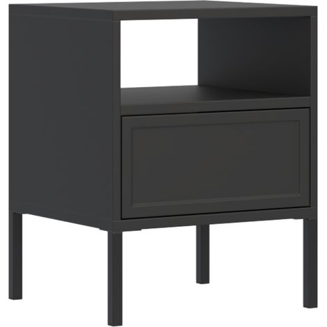 Selsey Velveto – Nachttisch mit Schublade und Nische, schwarz, 45 cm