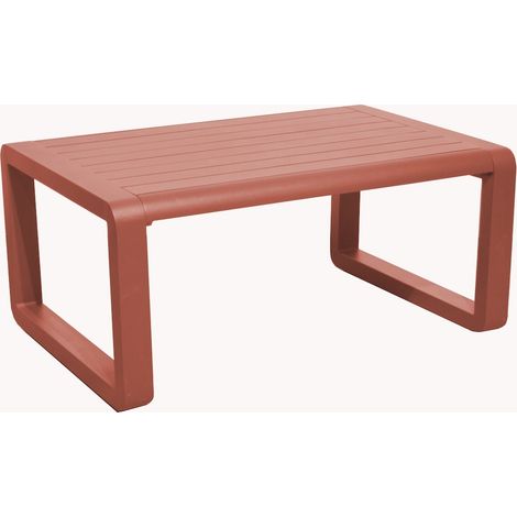 PROLOISIRS Table basse en aluminium à lattes - QUENZA II 90 x 60 - Coloris terra