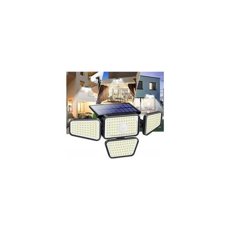 Crezuo Solar-Bewegungsmelderleuchte, 270 LEDs, 3 Beleuchtungsmodi, IP65 wasserdicht, 4 LED-Köpfe für Garten und Garage.