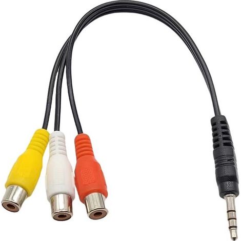 Câble adaptateur RCA vers Jack 3,5 mm – 25 cm – Audio stéréo – Noir – Pour TV et caméras (1/5)