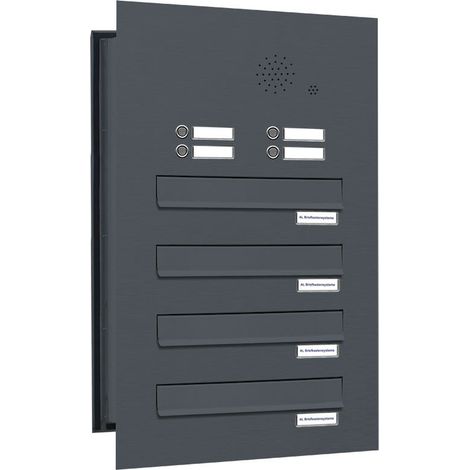 4er Briefkastenanlage Mauerdurchwurf Klingel RAL 7016 Anthrazit (1/5)