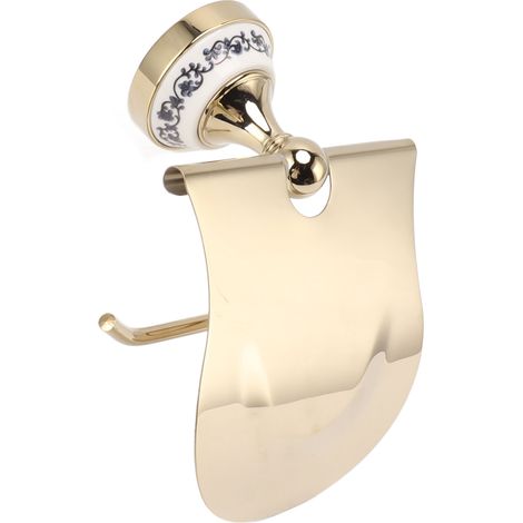 Porte-papier toilette doré vintage en acier inoxydable raffiné, idéal pour salle de bain et cuisine. (1/5)