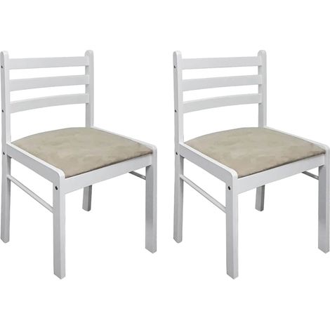 Maison Exclusive - Esszimmerstühle 2 Stk. Weiß Massivholz Gummiba (1/5)
