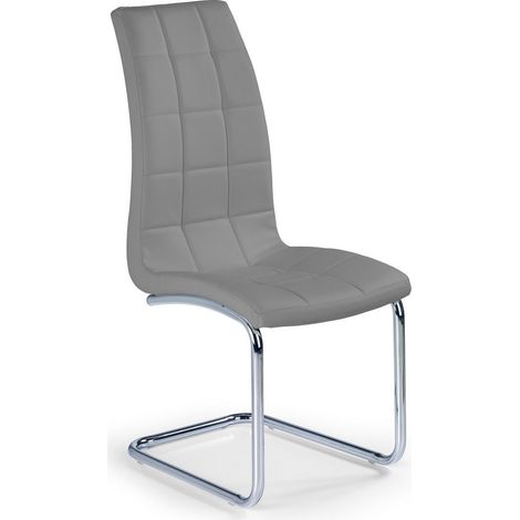 Chaise design en éco-cuir gris avec piètement chromé Carrie (1/2)