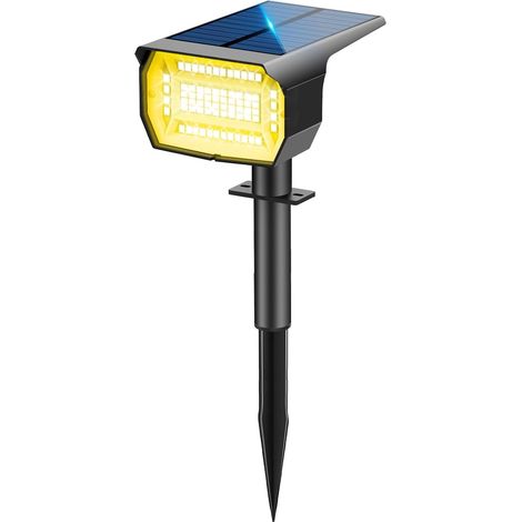 Spot solaire extérieur LOTMOS 72 LED, IP67, 3 modes, 3000 K, fonction 2-en-1 pour cour, clôture, chemin, porche et jardin (1/5)
