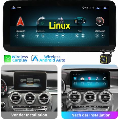 Linux Autoradio Android Auto Carplay NTG5.0 pour Mercedes Classe C/GLC/V W205 X253 10,25" 12CAM CAM