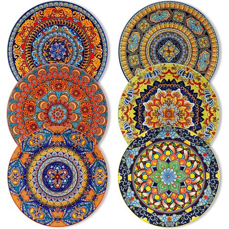 Lot de 6 assiettes plates, Ø 27 cm, adaptées au lave-vaisselle et au micro-ondes, assiettes à pâtes, assiettes à petit-déjeuner (1/5)